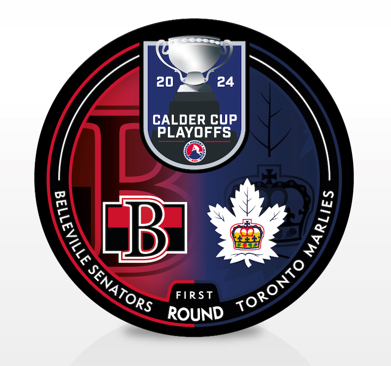 Belleville Senators vs Toronto Marlies 2024 Calder Cup Playoffs Dueling Souvenir Puck