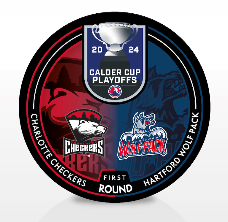 Charlotte Checkers vs Hartford Wolfpack 2024 Calder Cup Playoffs Dueling Souvenir Puck