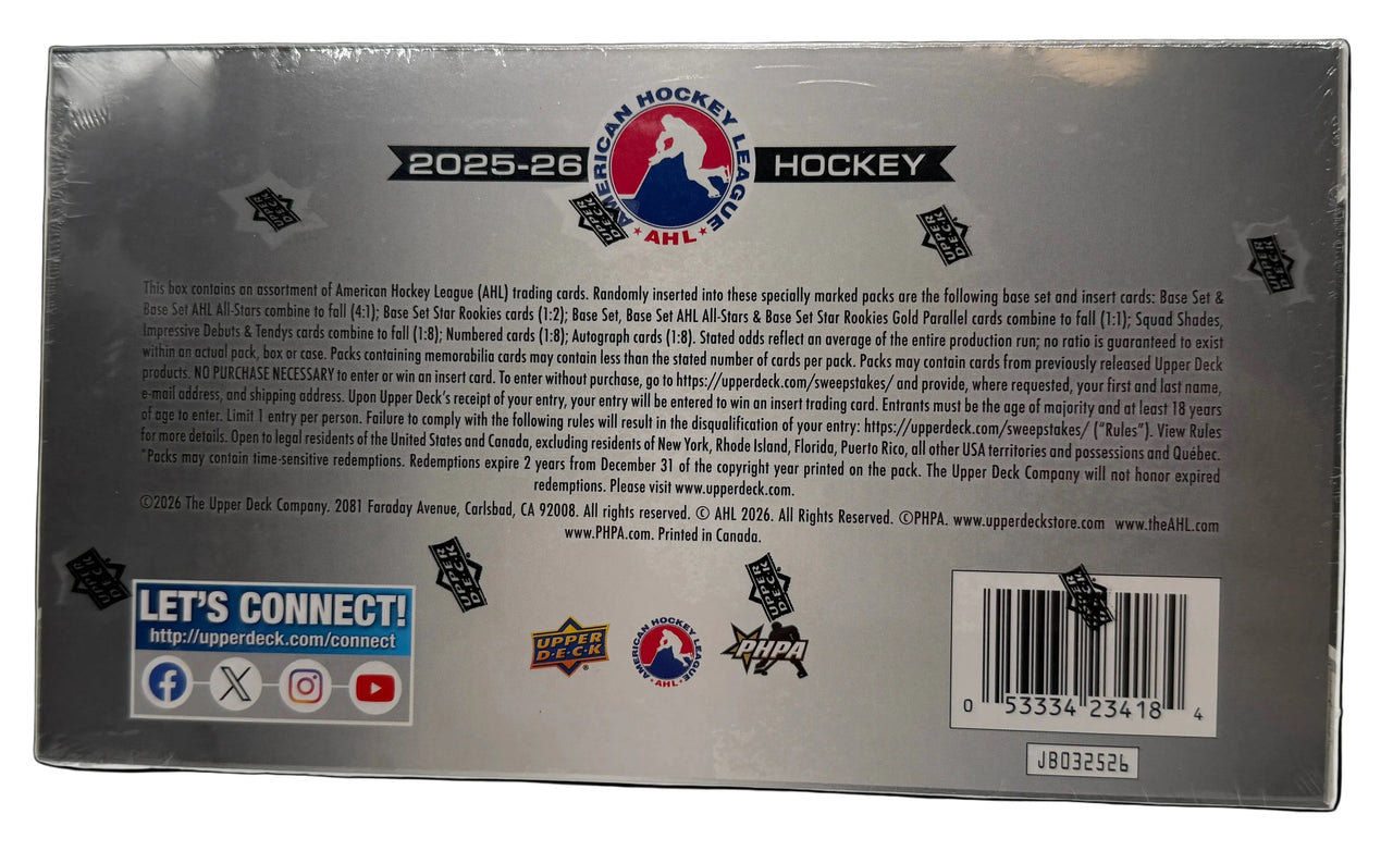 2025-26 Upper Deck AHL Hockey Trading Cards Hobby Box