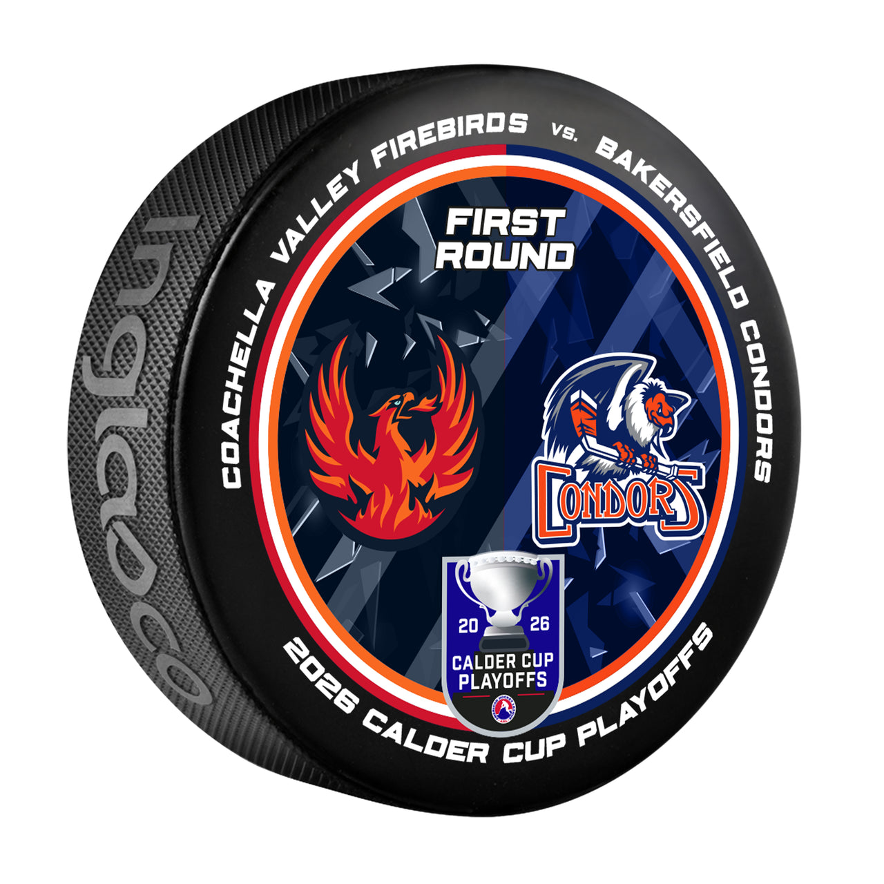 Bakersfield Condors vs Coachella Valley Firebirds 2026 Calder Cup Playoffs Dueling Souvenir Puck