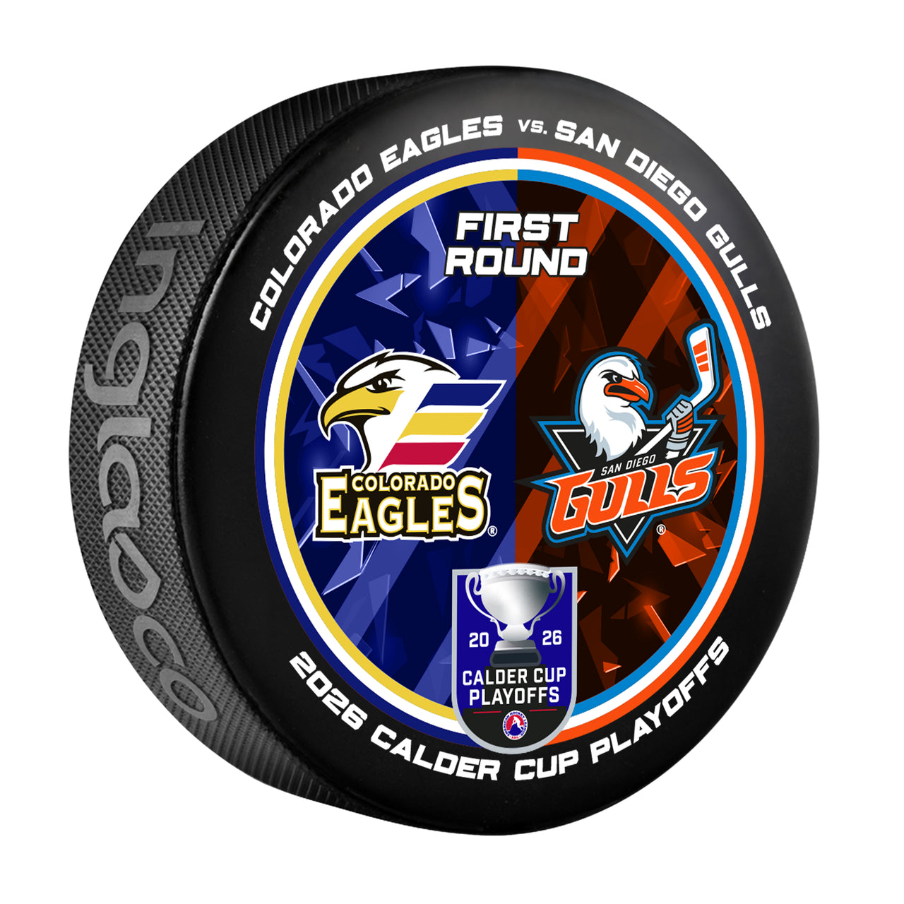 San Diego Gulls vs Colorado Eagles 2026 Calder Cup Playoffs Dueling Souvenir Puck