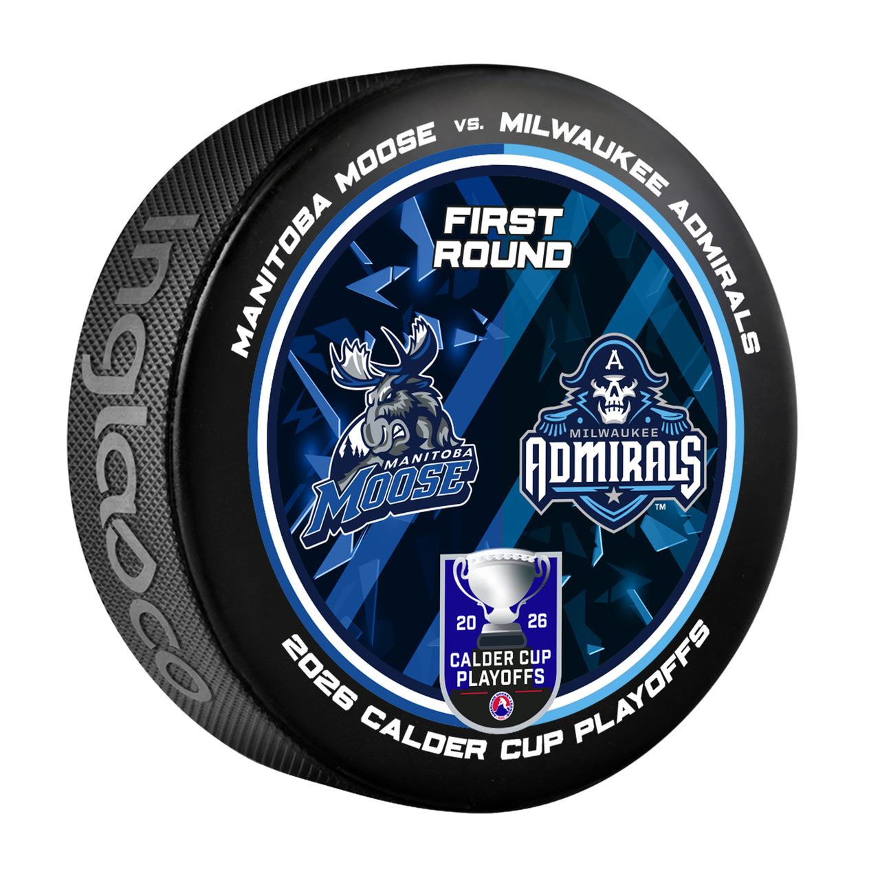 Milwaukee Admirals vs Manitoba Moose 2026 Calder Cup Playoffs Dueling Souvenir Puck