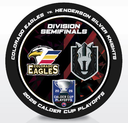 Colorado Eagles vs Henderson Silver Knights 2026 Calder Cup Playoffs Dueling Souvenir Puck