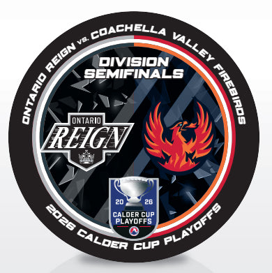 Ontario Reign vs Coachella Valley Firebirds 2026 Calder Cup Playoffs Dueling Souvenir Puck