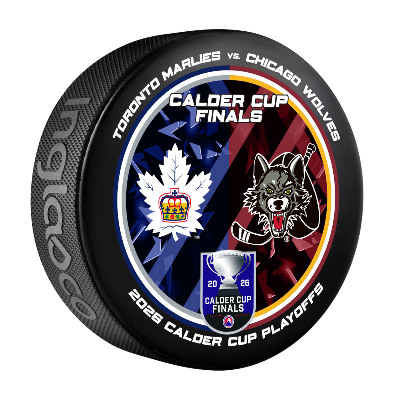 Chicago Wolves vs Toronto Marlies 2026 Calder Cup Finals Dueling Souvenir Puck