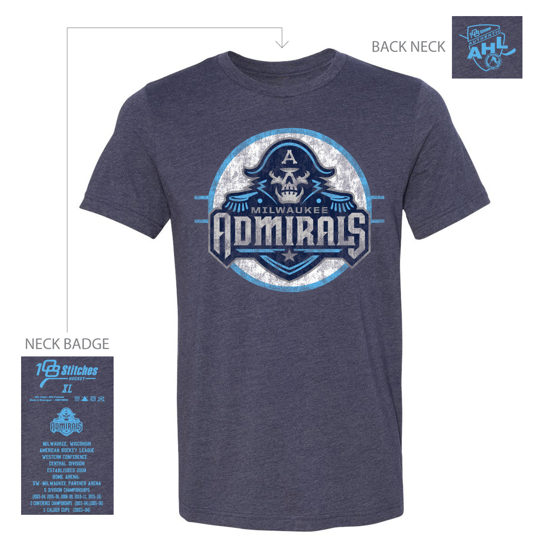 108 Stitches Milwaukee Admirals Adult Circle T-Shirt (Sidewalk Sale, Large)