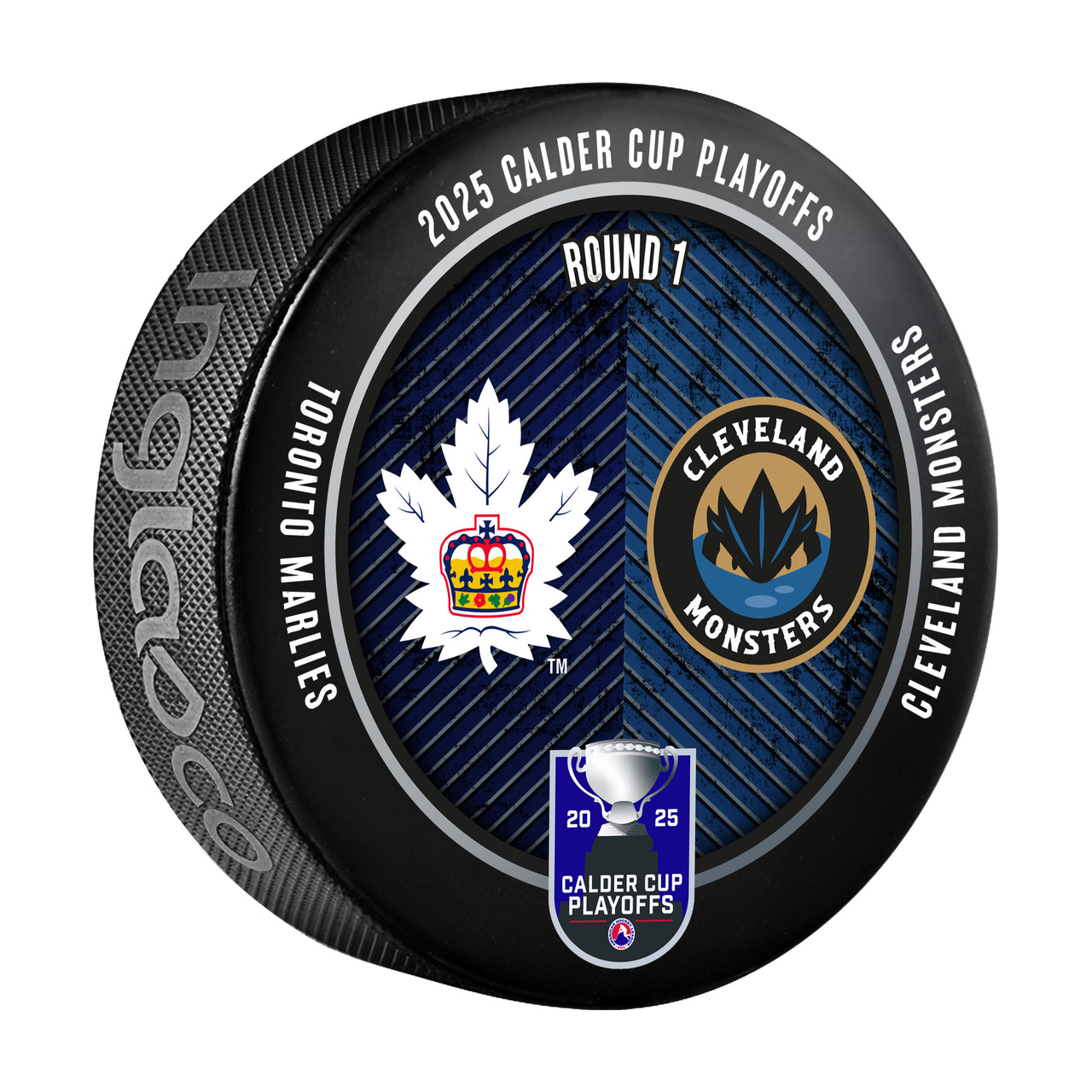 Toronto Marlies vs Cleveland Monsters 2025 Calder Cup Playoffs Dueling Souvenir Puck