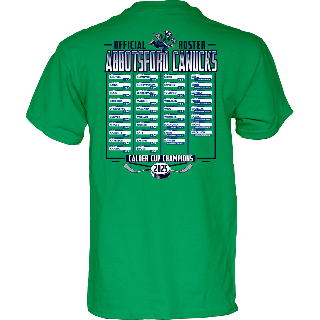 Abbotsford Canucks 2025 Calder Cup Champions Adult Roster T-Shirt