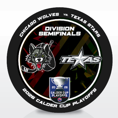 Texas Stars vs Chicago Wolves 2026 Calder Cup Playoffs Dueling Souvenir Puck