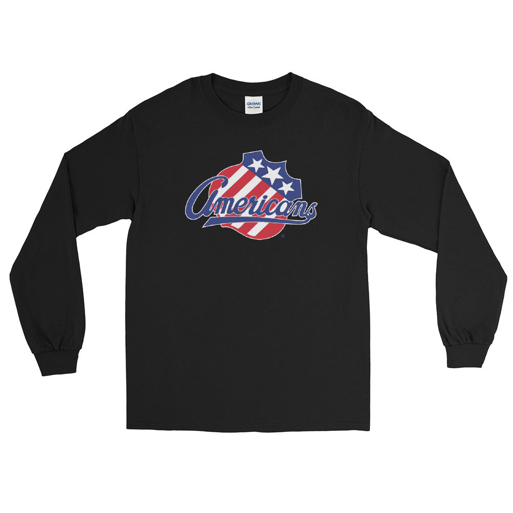Rochester Americans Adult Primary Logo Long Sleeve Shirt (Sidewalk Sale, Black, Medium)
