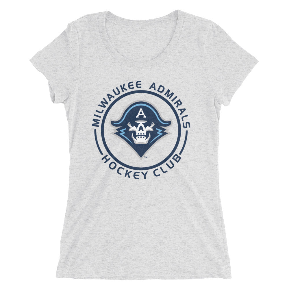 Milwaukee Admirals Ladies' Faceoff Short Sleeve T-shirt (Sidewalk Sale, White Triblend, Large)