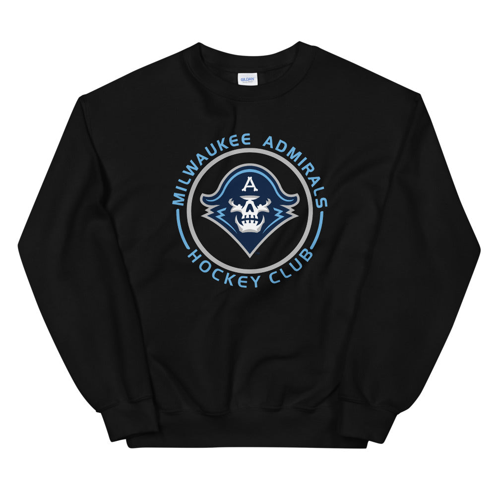 Milwaukee Admirals Adult Faceoff Crewneck Sweatshirt (Sidewalk Sale, Black, Small)