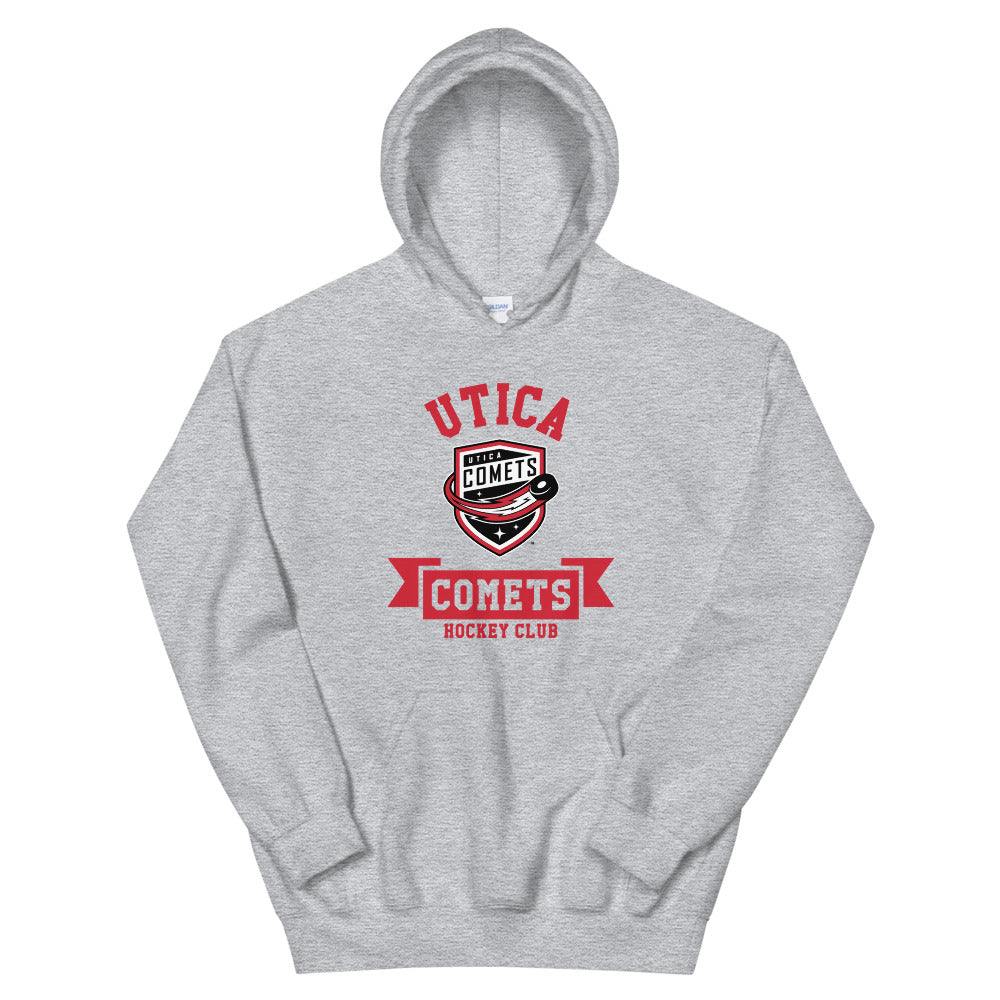 Utica Comets Adult Pullover Hoodie - Banner Design